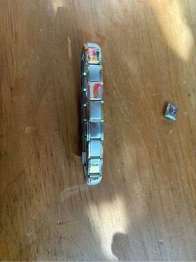 Silver Italian Charm Link Bracelet with Colorful Enamel Accents